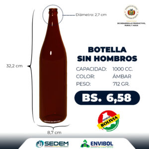 BOTELLA SIN HOMBROS 1000 CC.