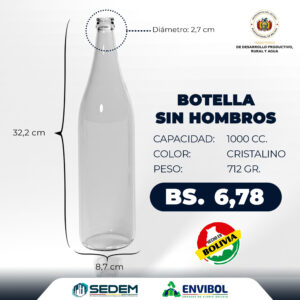 BOTELLA SIN HOMBROS 1000 CC.