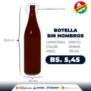 BOTELLA SIN HOMBROS 1000 CC.