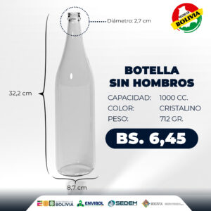 BOTELLA SIN HOMBROS 1000 CC.
