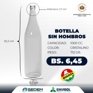 BOTELLA SIN HOMBROS 1000 CC.