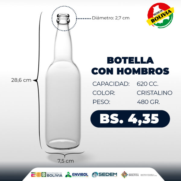 BOTELLA CON HOMBROS 620 CC.