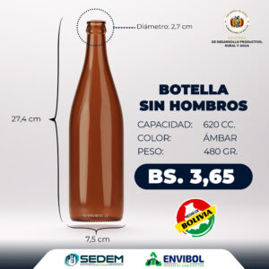 BOTELLA SIN HOMBROS 620 CC.