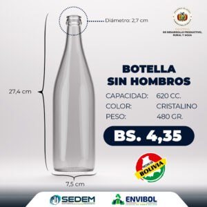 BOTELLA SIN HOMBROS 620 CC.