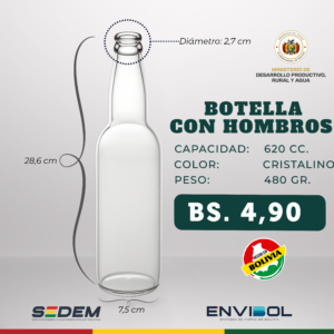 BOTELLA CON HOMBROS 620 CC.