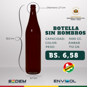 BOTELLA SIN HOMBROS 1000 CC.