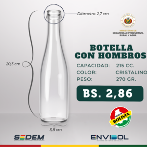 BOTELLA SIN HOMBROS 215 CC.