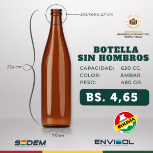 BOTELLA SIN HOMBROS 620 CC.