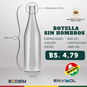 BOTELLA SIN HOMBROS 620 CC.